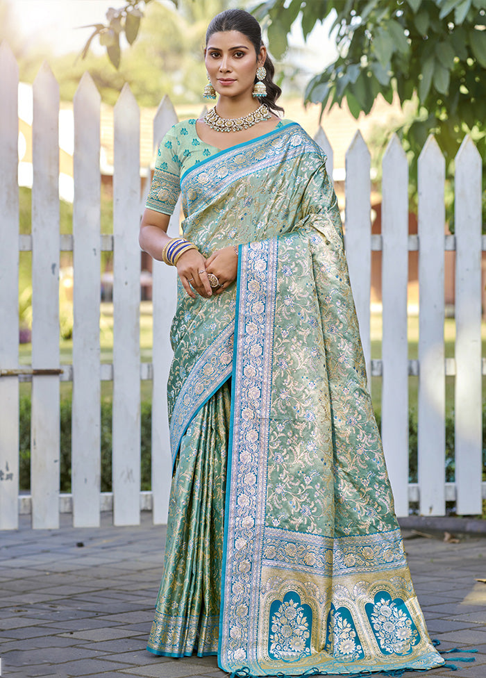 Green Spun Silk Saree With Blouse Piece Visit New Online