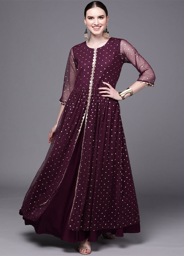 Wine Readymade Net Indian Dress Cheap Sale Reliable