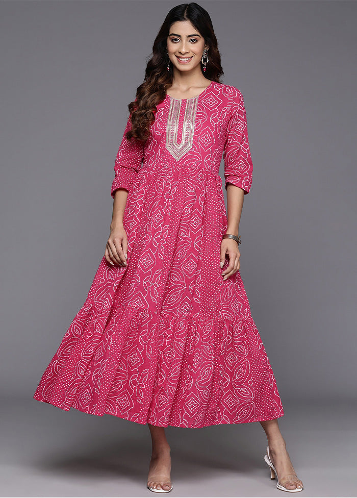 Pink Readymade Cotton Indian Dress Outlet View