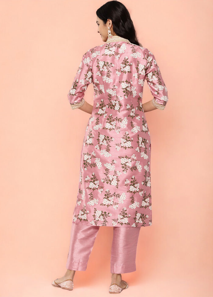 2 Pc Pink Readymade Silk Kurti Set Clearance Extremely