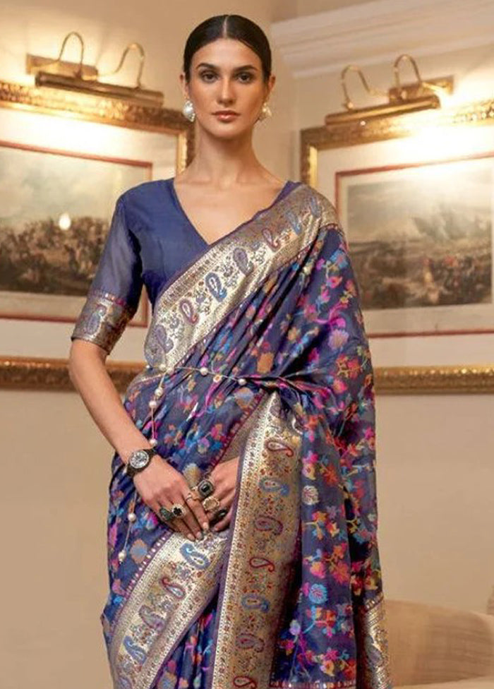 Multicolor Banarasi Silk Saree With Blouse Piece Shop Offer