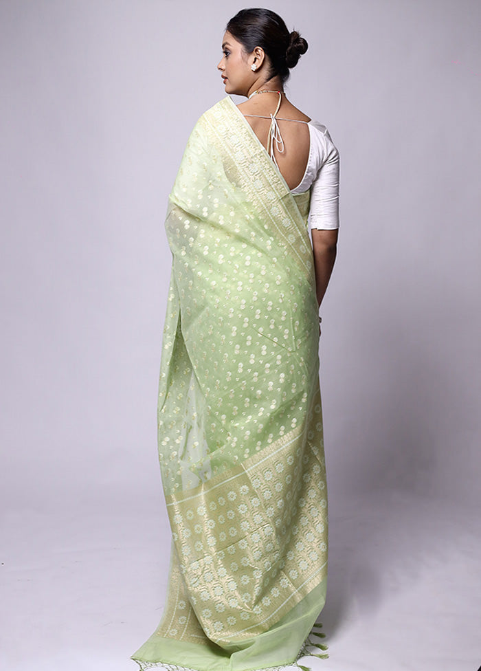 Green Kora Silk Saree With Blouse Piece Pay With Paypal Online