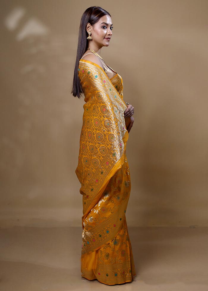 Yellow Georgette Saree With Blouse Piece Outlet Finishline