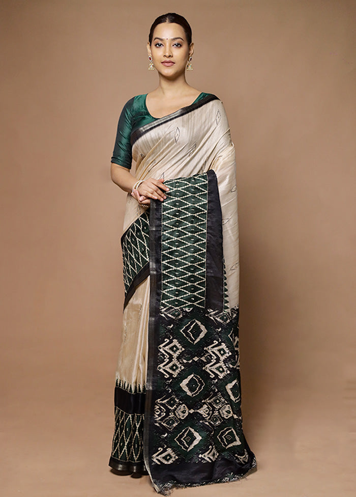 Cream Tussar Silk Saree With Blouse Piece Buy Cheap How Much