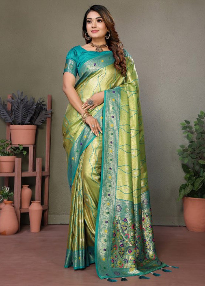 Green Banarasi Silk Saree With Blouse Piece Outlet With Paypal Order