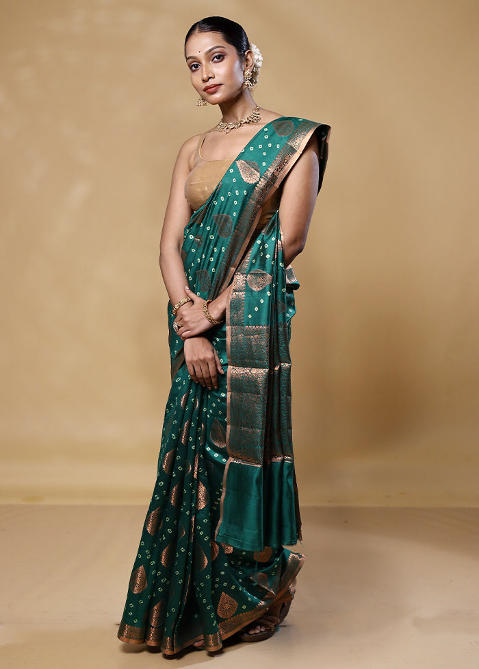 Green Handloom Dupion Pure Silk Saree With Blouse Piece Sale Extremely