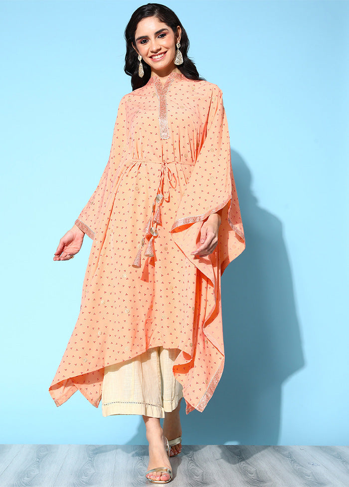 Peach Readymade Silk Kurti Free Shipping Popular