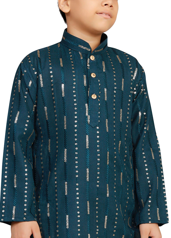 Teal Cotton Silk Kurta Pajama Set Amazon Footaction