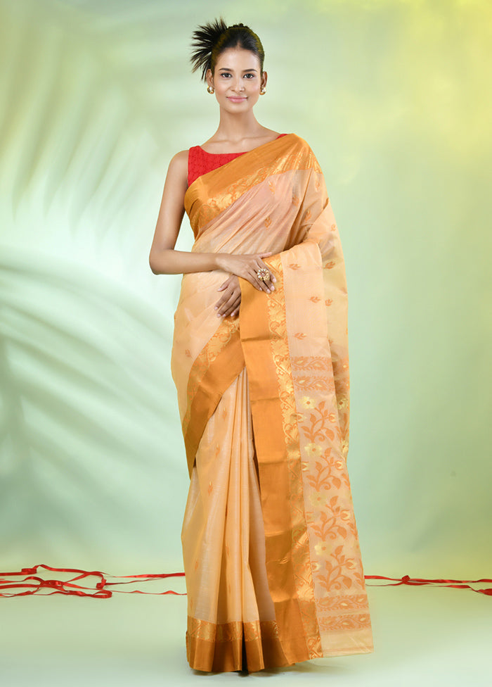 Beige Tussar Silk Texture Motifs Woven Saree Without Blouse Piece Free Shipping Best Place