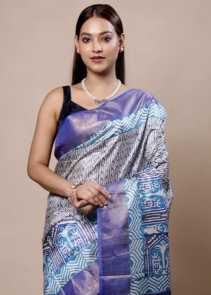 Grey Tussar Silk Saree With Blouse Piece Sale Low Pice Fee Shipping