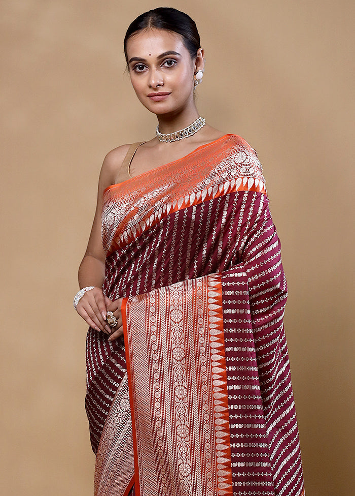 Maroon Katan Silk Saree With Blouse Piece Clearance Get To Buy