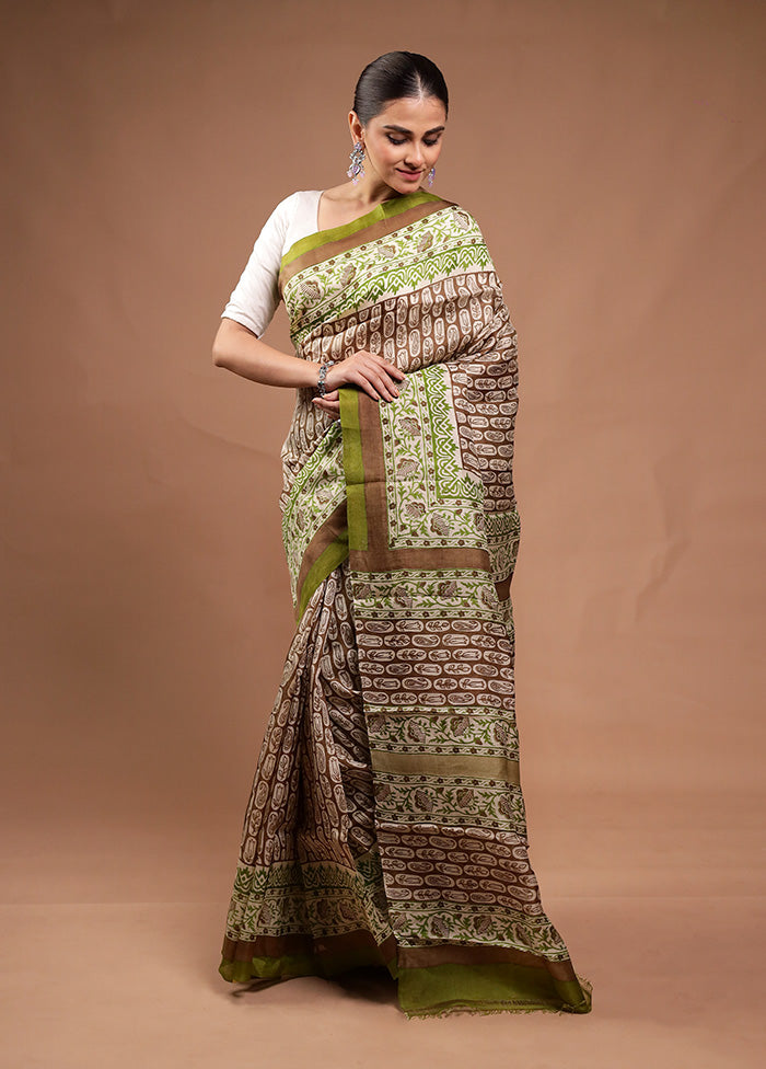 Green Printed Pure Silk Saree Without Blouse Piece Sale Release Dates