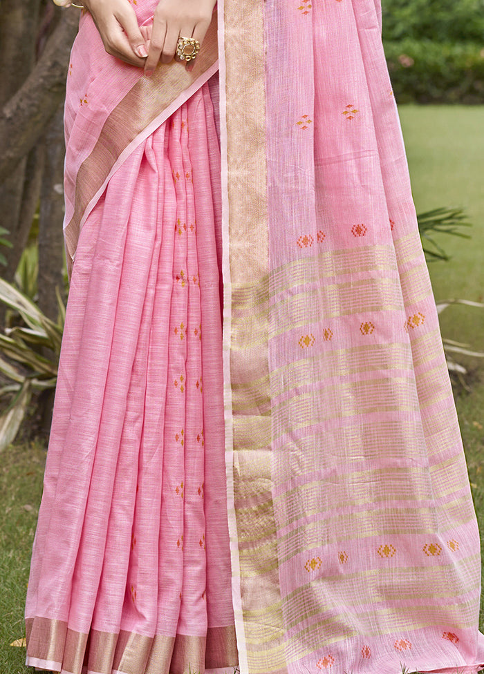 Pink Cotton Saree With Blouse Piece Cheap Sale Really