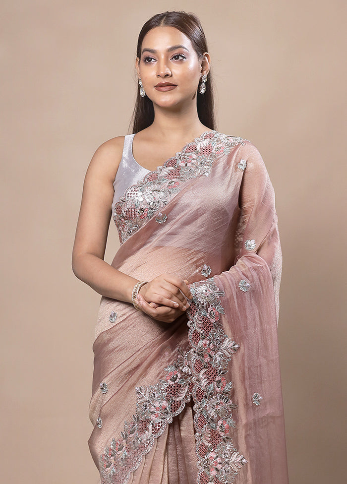 Peach Silk Saree With Blouse Piece Outlet Footaction