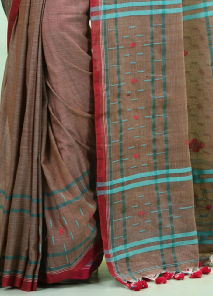 Beige Pure Cotton Saree With Blouse Piece Clearance Recommend