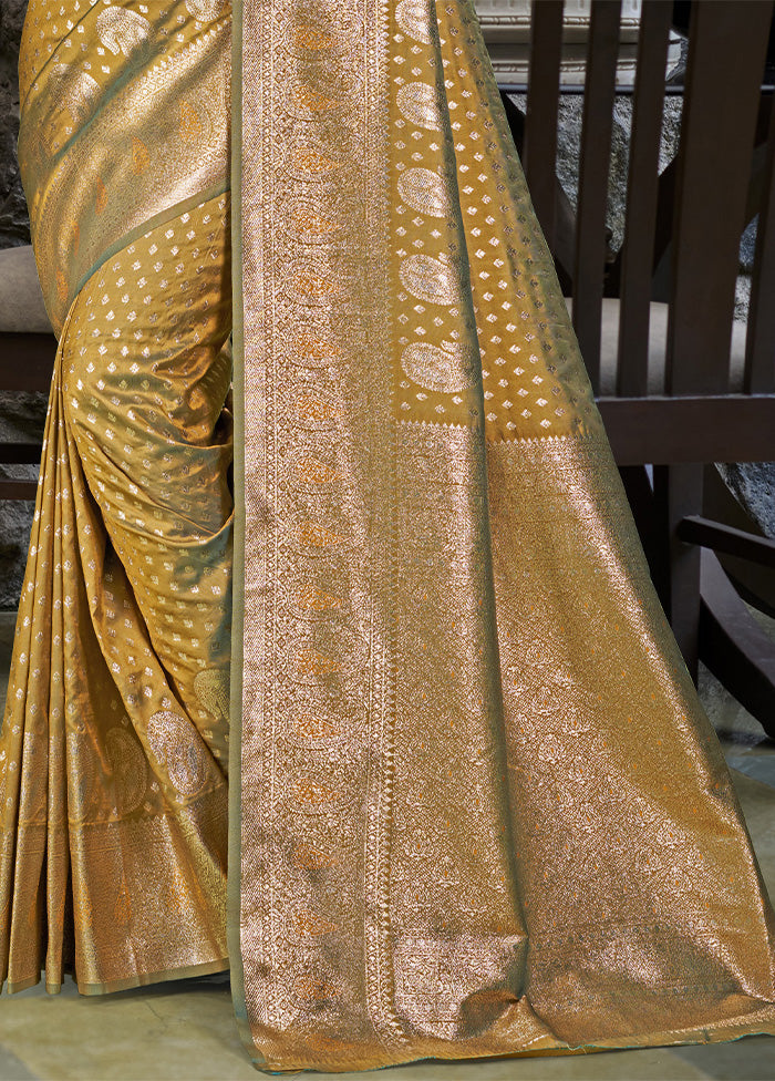 Mustard Spun Silk Saree With Blouse Piece Buy Online Cheap