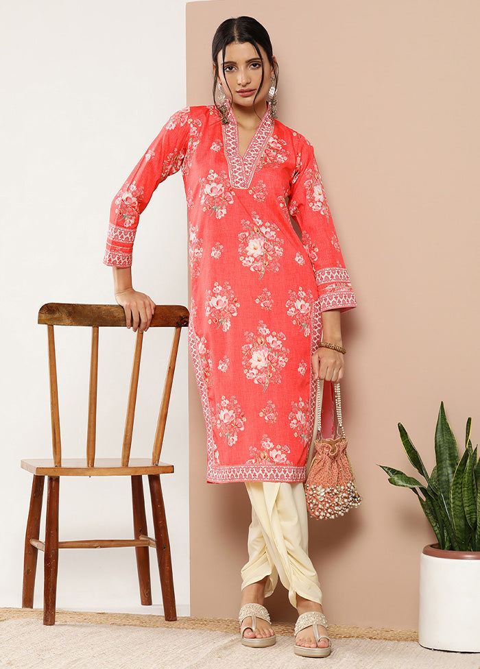 2 Pc Red Readymade Silk Kurti Set Outlet Order