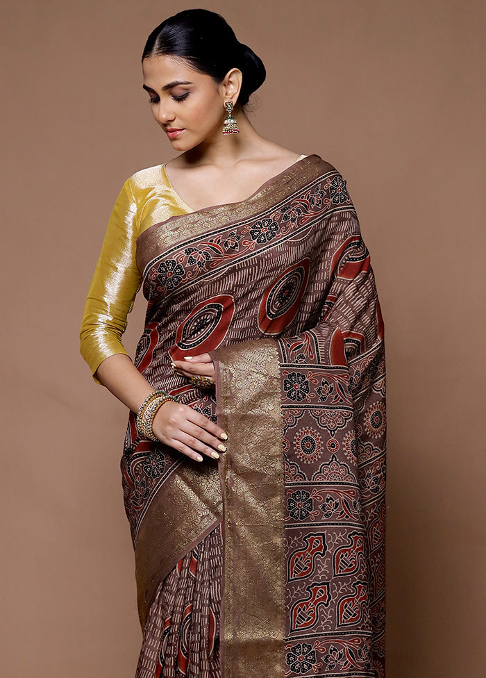 Brown Pure Modal Silk Saree Without Blouse Piece Outlet 2025 New