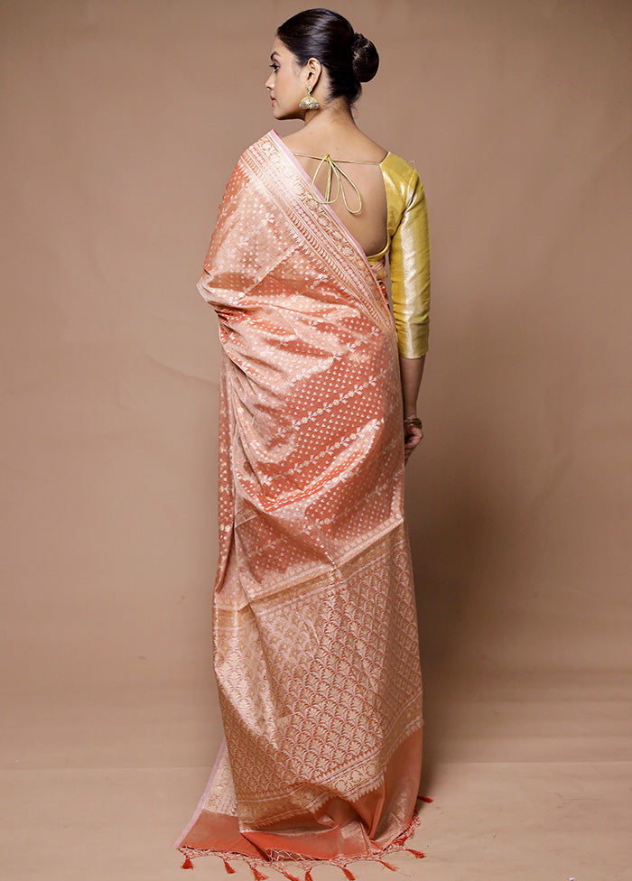 Peach Tissue Silk Saree With Blouse Piece 2025 Unisex Cheap Pice