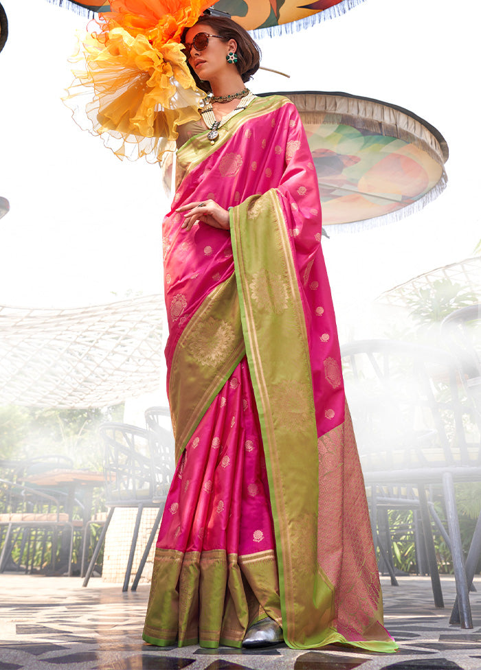 Pink Spun Silk Saree With Blouse Piece Outlet Big Discount