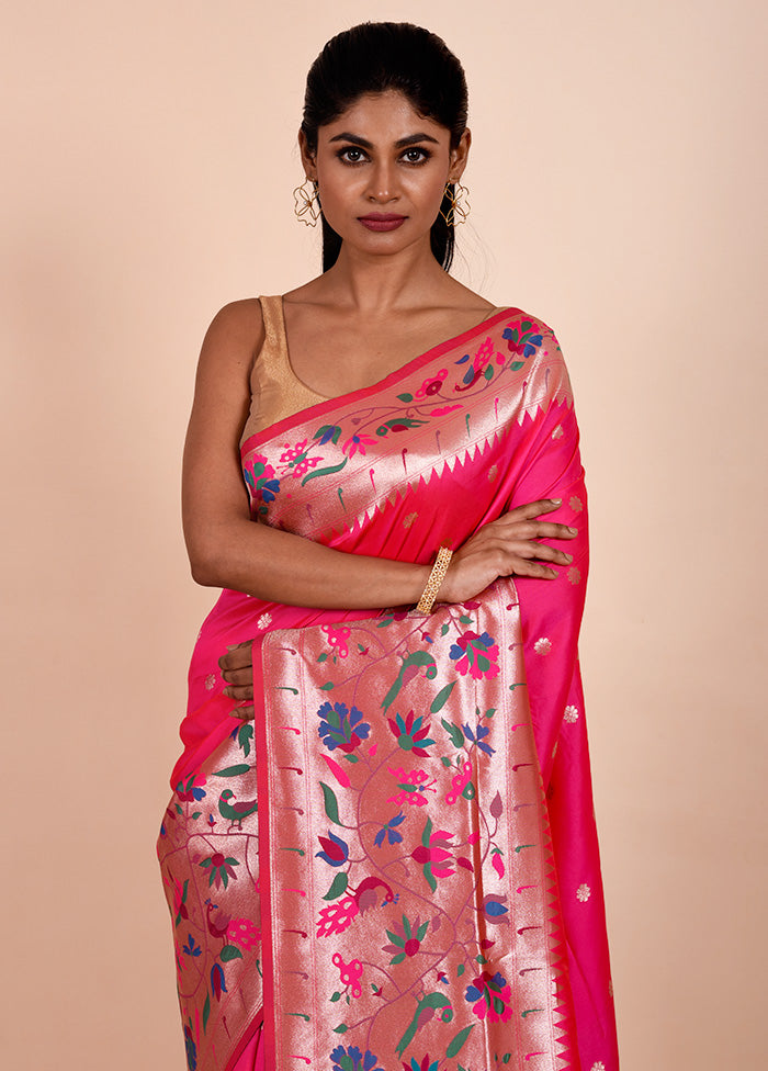 Pink Dupion Silk Saree With Blouse Piece Manchester Great Sale Online