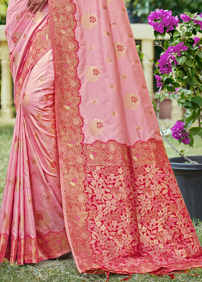 Light Pink Spun Silk Saree With Blouse Piece For Nice Cheap Price