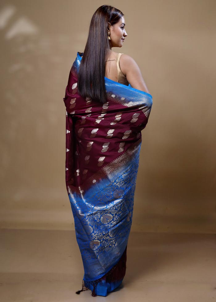 Maroon Dupion Silk Saree With Blouse Piece Outlet Clearance Store