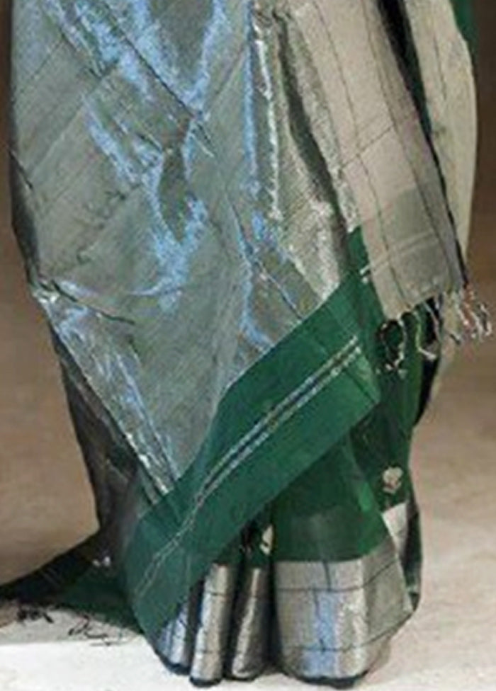 Green Cotton Saree With Blouse Piece View Cheap Online