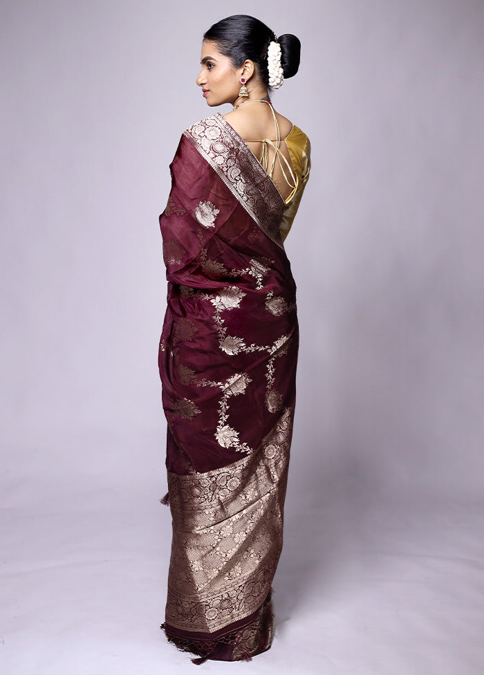 Maroon Dupion Silk Saree With Blouse Piece Outlet Best Seller