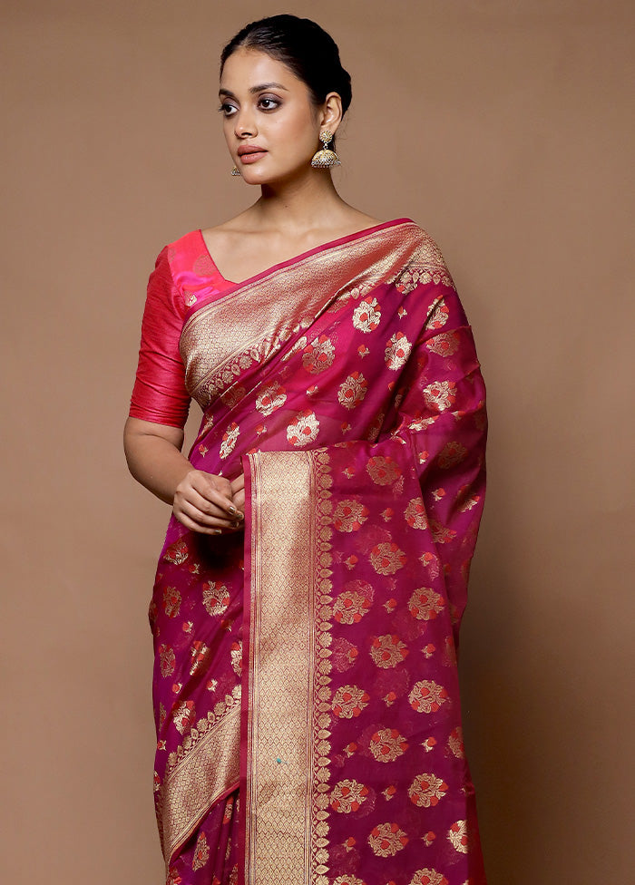 Pink Kora Silk Saree With Blouse Piece Best Place Cheap Pice