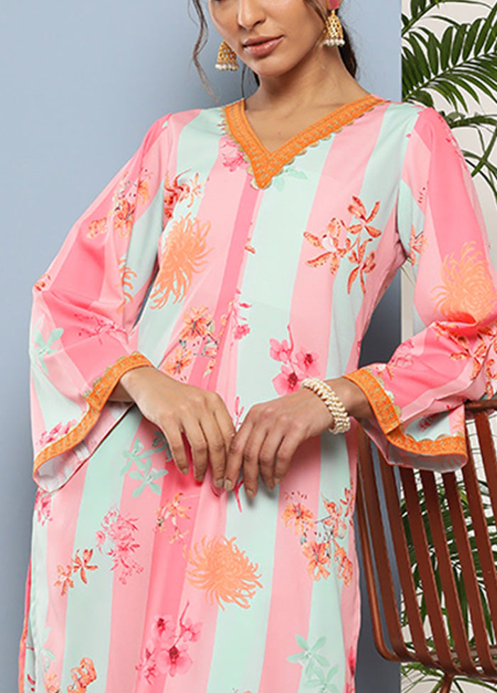 2 Pc Pink Readymade Silk Kurti Set Discount Official Site