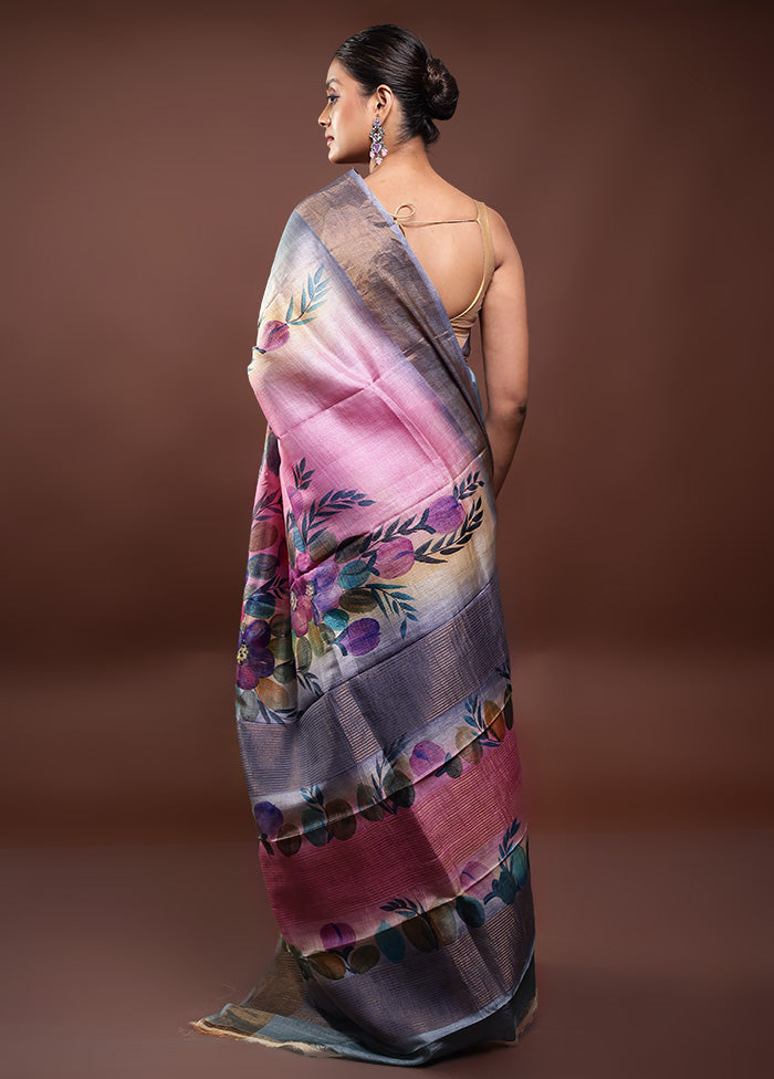 Multicolor Handloom Tussar Pure Silk Saree With Blouse Piece Clearance High Quality