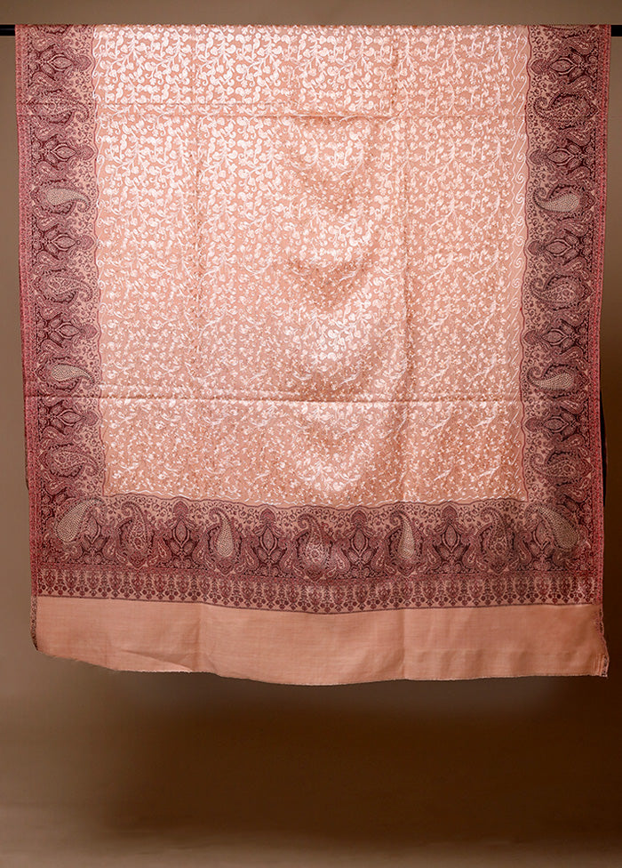 Peach Butta Work With Zari Woven Border Shawl Visa Payment For Sale