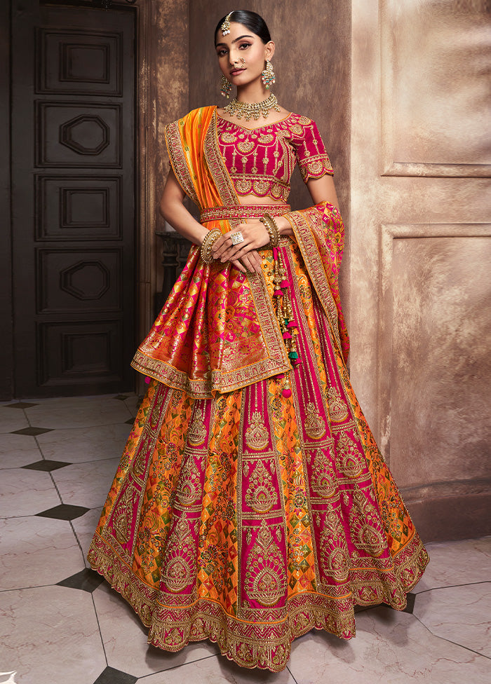 3 Pc Yellow Silk Semi Stitched Lehenga Set Discount Ebay