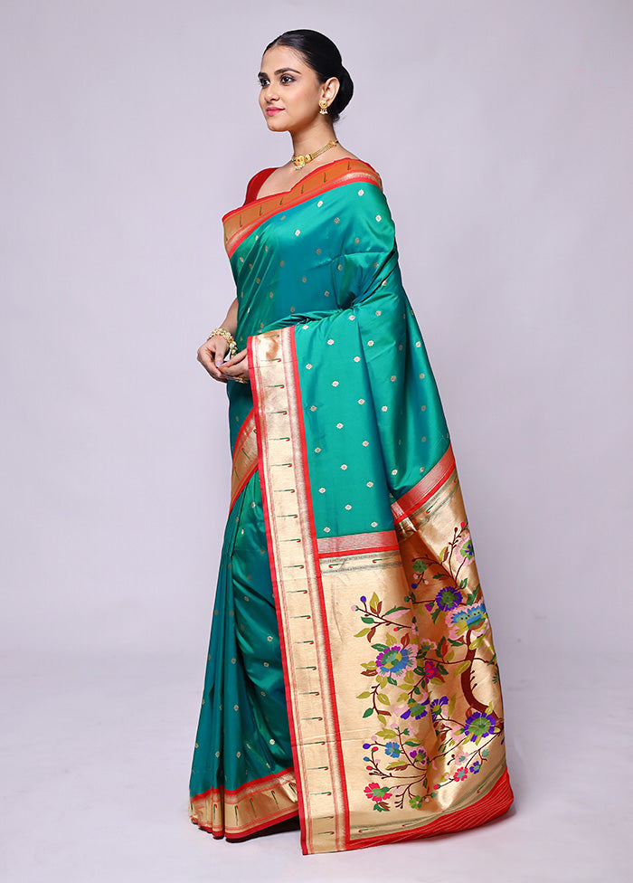 Green Katan Silk Saree With Blouse Piece Buy Cheap Clearance