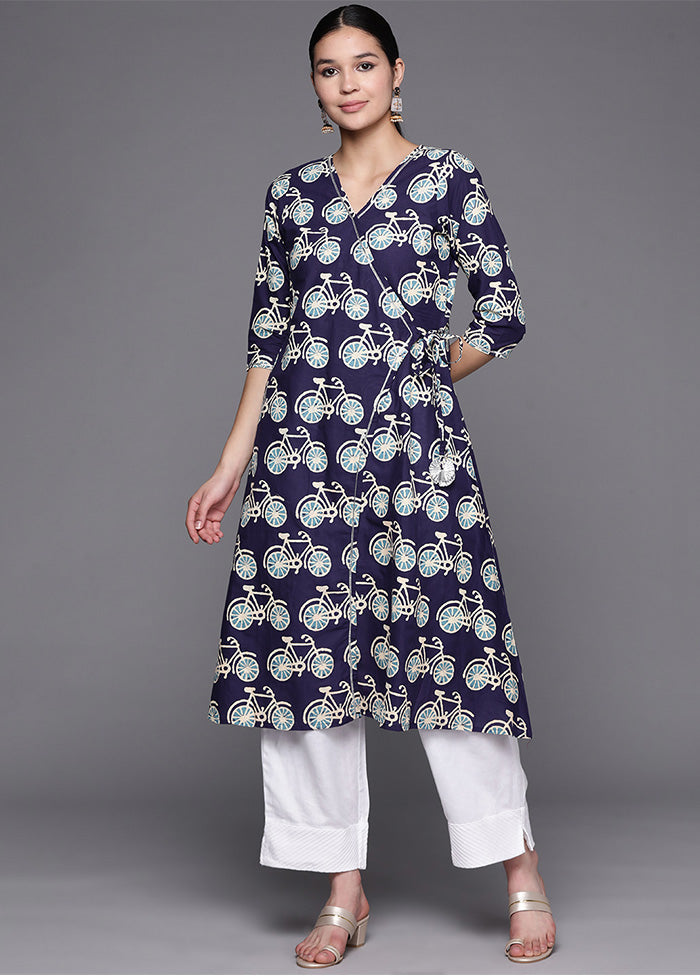 Blue Pure Readymade Cotton Kurti Outlet Cheap Pice