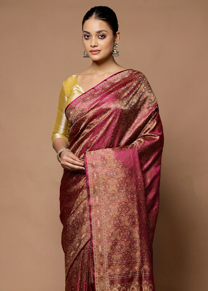 Purple Handloom Tanchoi Pure Silk Saree With Blouse Piece Discount Pay With Visa