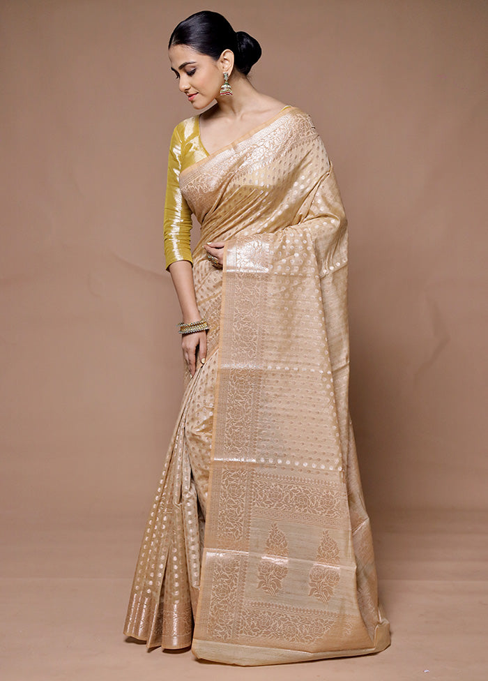 Golden Kora Silk Saree With Blouse Piece New Arrival Cheap Online