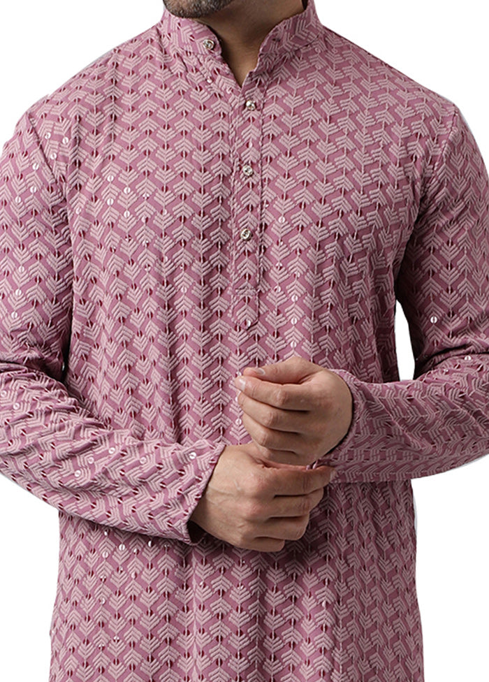 Pink Silk Embroidered Kurta Shop Sale Online