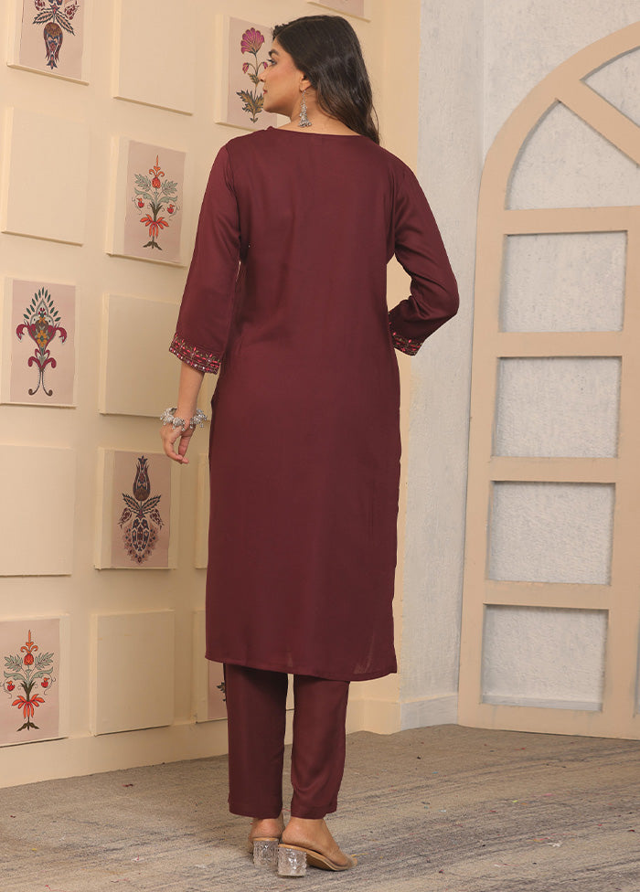 2 Pc Brown Readymade Rayon Kurti Set Best Place