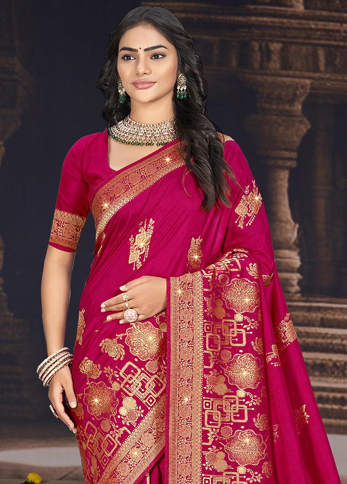 Magenta Spun Silk Saree With Blouse Piece Discount Online Online