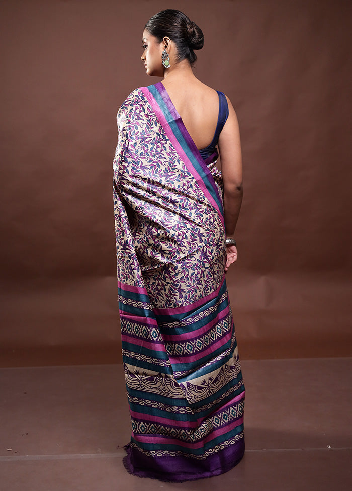 Multicolor Handloom Tussar Pure Silk Saree With Blouse Piece Online Online Outlet Sale