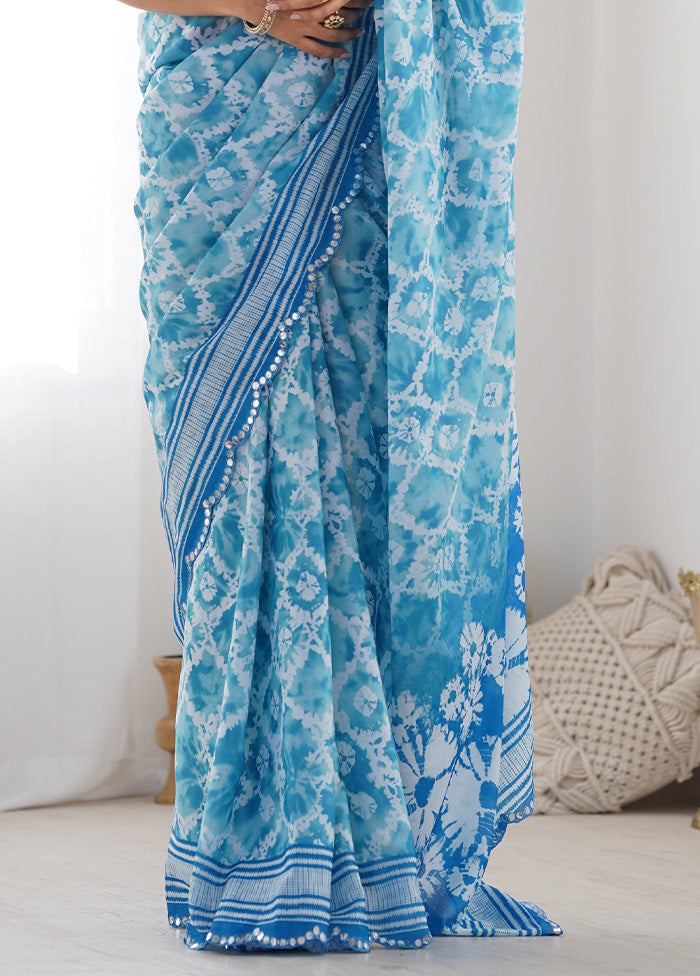 Sky Blue Spun Silk Saree With Blouse Piece Free Shipping Visit