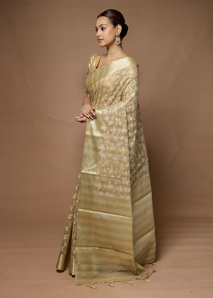 Cream Kora Silk Saree With Blouse Piece Many Kinds Of Sale Online