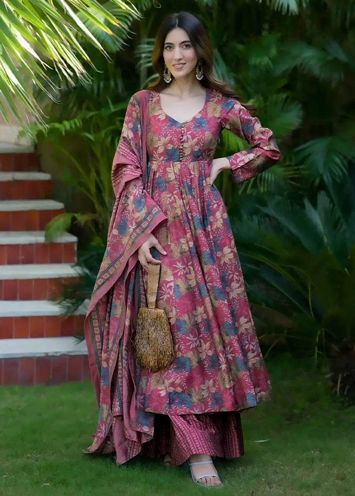 3 Pc Pink Readymade Silk Suit Set Sast Sale Online