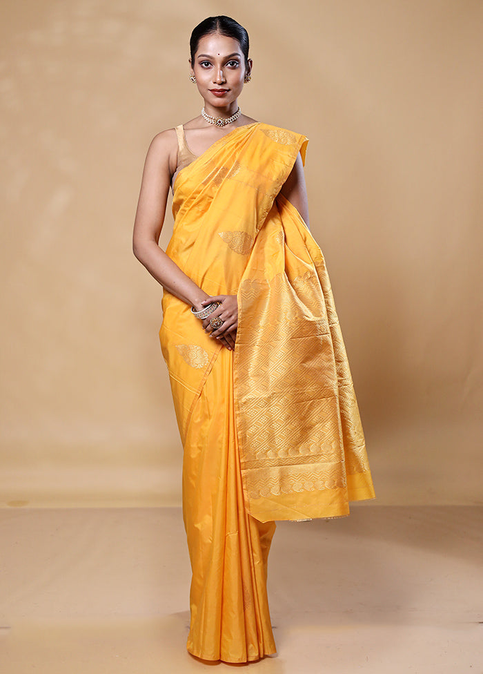 Yellow Kanjivaram Silk Saree With Blouse Piece Best Place Sale Online