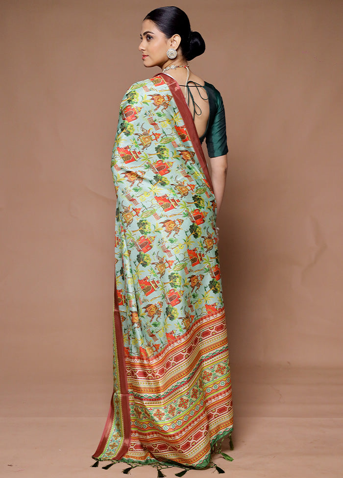 Green Dupion Silk Saree With Blouse Piece Looking For Online