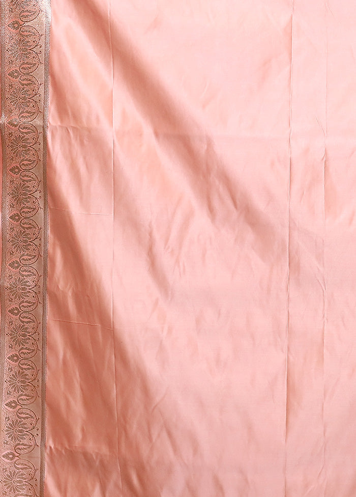 Pink Banarasi Silk Saree With Blouse Piece Buy Cheap 100% Original