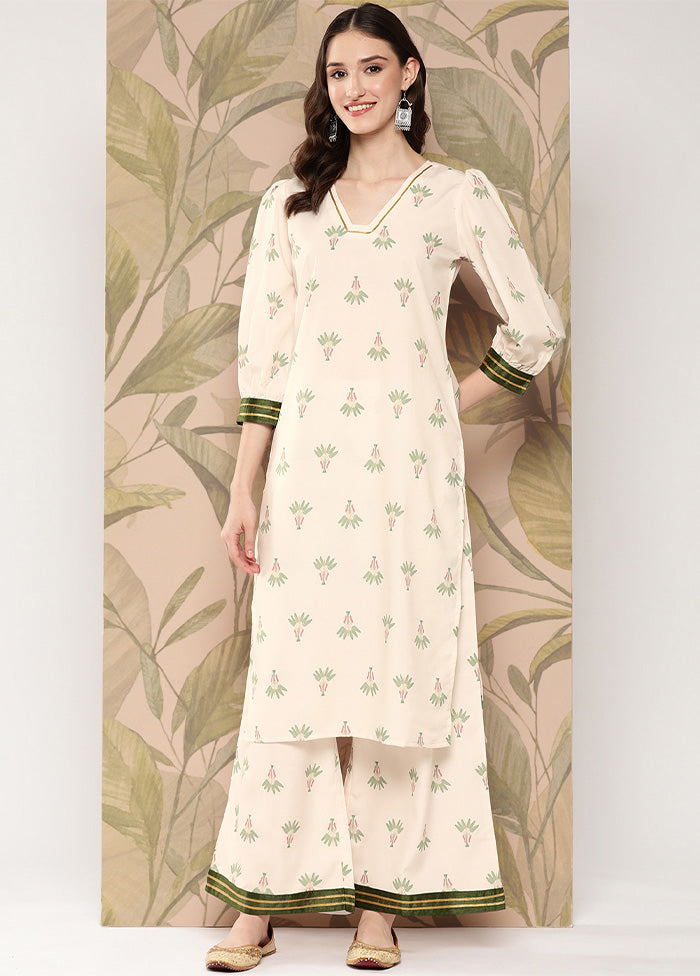 2 Pc Off White Readymade Silk Kurti Set Supply Cheap Pice