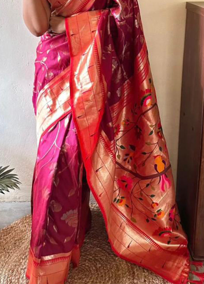 Pink Banarasi Silk Saree With Blouse Piece Sale Footlocker Finishline